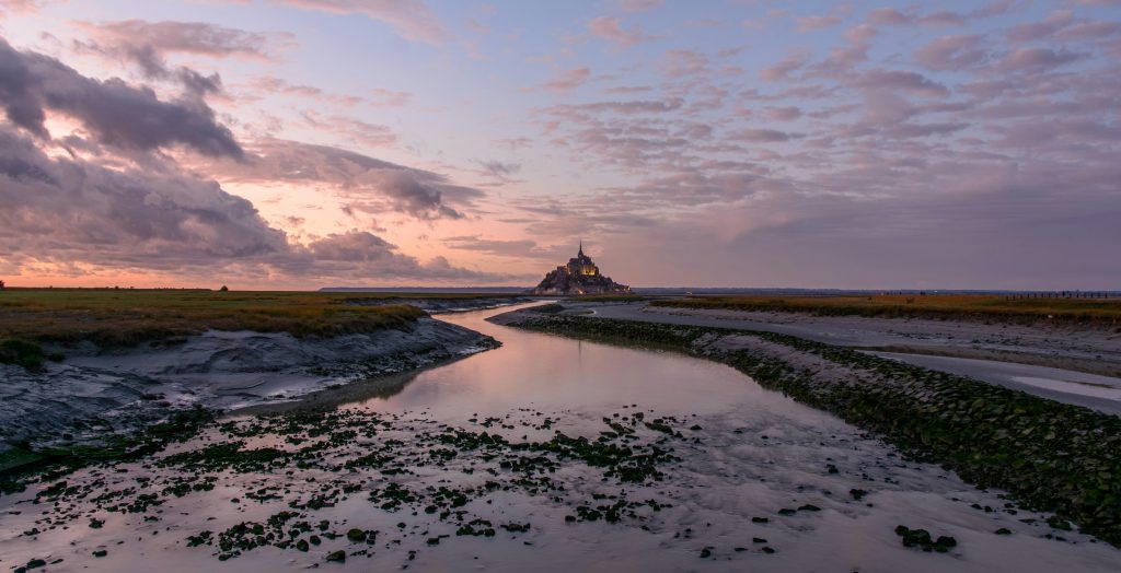 Couchee Soleil Maree Basse Mont Saint Michel